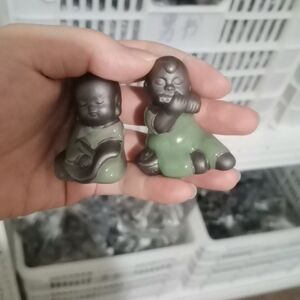 Green and Brown Ceramic Figurines for Small Pets